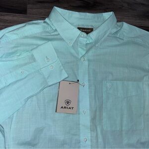 Ariat Classic Long Sleeve Button Down Shirt Men’s Size 2XL XXL Mint Green New